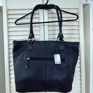 Tignanello Black Leather Tote